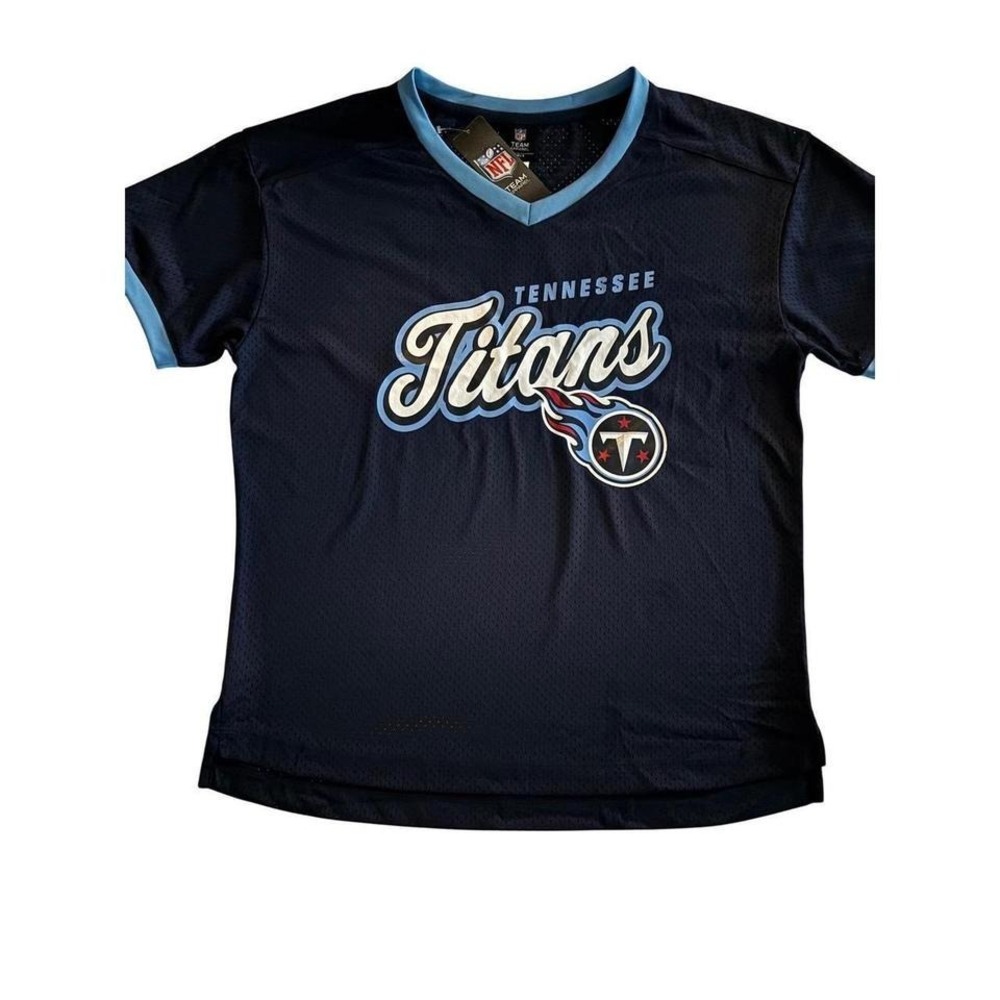 NWT‎ Girls Tennessee Titans NFL Team Apparel Navy Blue V Neck Jersey Size Large